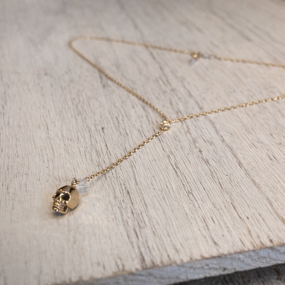 Gold Skull Pendant Necklace - Picture 2 of 2